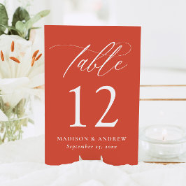 Modern Elegant Calligraphy Verona Sunset Bröllop Bordsnummer