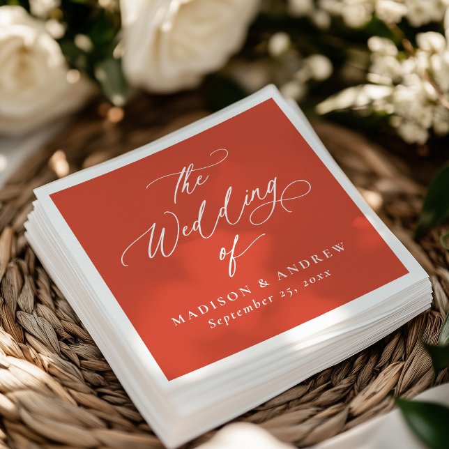 Modern Elegant Calligraphy Verona Sunset Bröllop Pappersservett (Skapare uppladdad)