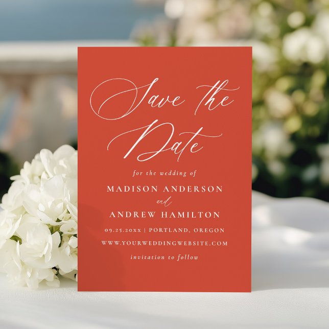 Modern Elegant Calligraphy Verona Sunset Bröllop Spara Datumet (Skapare uppladdad)