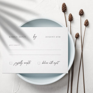 Modern Elegant Calligraphy White Bröllop OSA Kort