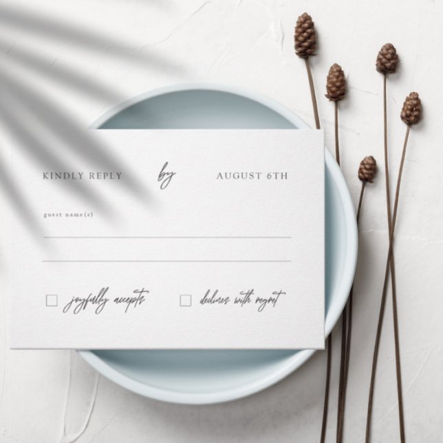 Modern Elegant Calligraphy White Bröllop OSA Kort (Skapare uppladdad)