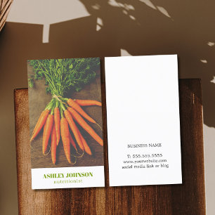 Modern Elegant Carrots Photo Nutritionist Visitkort