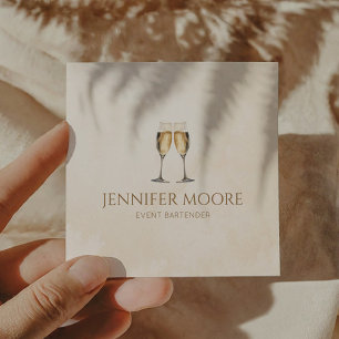 Modern Elegant Champagne Flute Glass Anpassningsba Fyrkantigt Visitkort