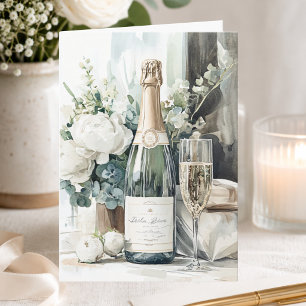 Modern Elegant Champagne Skål Lycklig årsdag Kort