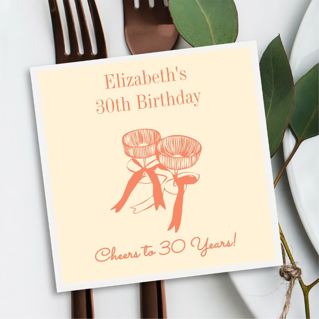 Modern Elegant Cheers till 30 års födelsedagskvor Pappersservett (Skapare uppladdad)