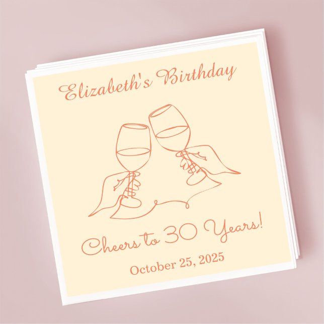 Modern Elegant Cheers till 30 års födelsedagskvor Pappersservett (Skapare uppladdad)