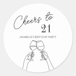 Modern elegant chic besöker 21 födelsedagsfester runt klistermärke