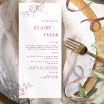 Modern Elegant Chic Burgundy och Rosa Bröllop Meny<br><div class="desc">Beundra dina gäster med det här elegant bröllop-menykortet med en snyggt, ren och enkel design med delikat handdragen blommigt i burgundi, dammig ro och nyanser för rosa. Utformning med elegantens moderna blocktypografi i burgundy. Du kan anpassa alla textavsnitt med hjälp av malltextrutorna. Om det behövs kan du markera den blå...</div>