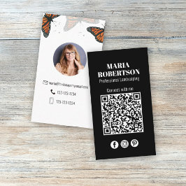 Modern Elegant Chic Butterflies Nature QR Code Visitkort