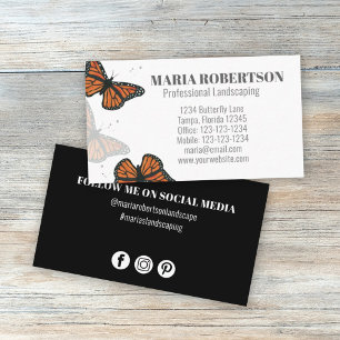 Modern Elegant Chic Butterflies Social Media Visitkort