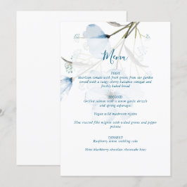 Modern Elegant Chic Dusty Blue Bröllop Meny