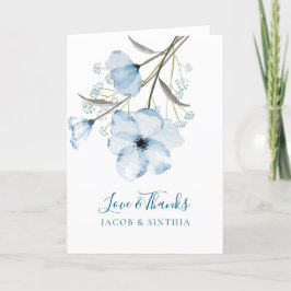 Modern Elegant Chic Dusty Blue Bröllop Tack Kort