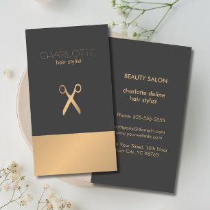 Modern Elegant Chic Faux Copper Grått Hair Stylist Visitkort