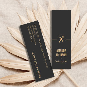 Modern Elegant Chic Faux Guld Black Hair Stylist Mini Visitkort