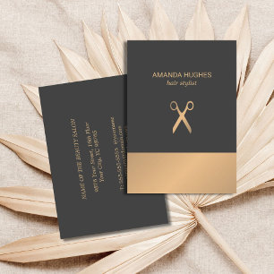 Modern Elegant Chic Faux Guld Grått Hair Stylist Visitkort