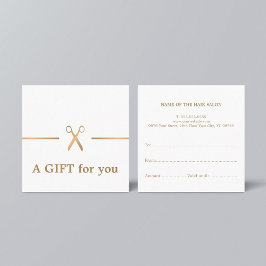 Modern Elegant Chic Faux Guld White Hair Stylist Fyrkantigt Visitkort