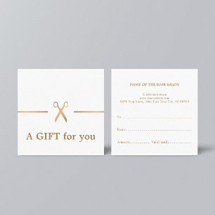 Modern Elegant Chic Faux Guld White Hair Stylist Fyrkantigt Visitkort