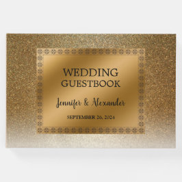 Modern elegant chic glittrande guldbröllop gästböcker