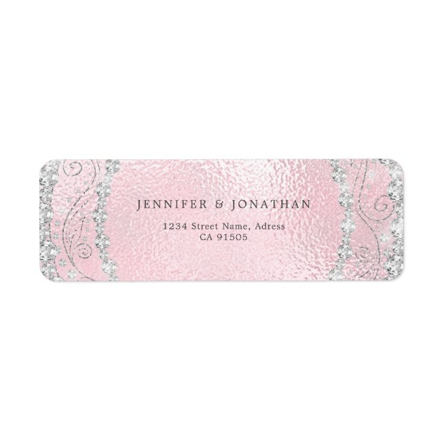 Modern Elegant Chic med liten diameter Rosa Returadress Etikett (Framsidan)
