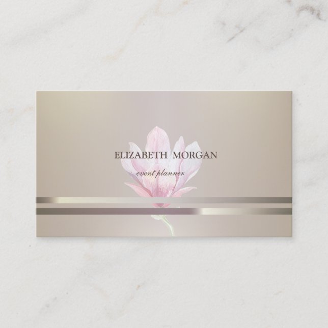 Modern Elegant Chic, Randig, Akvarell Magnolia Visitkort (Framsida)