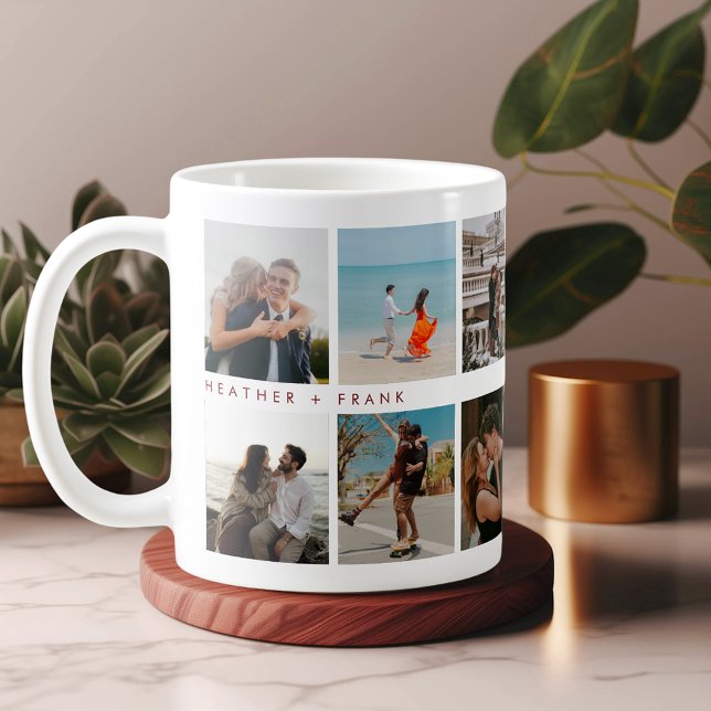 Modern Elegant Chic Script Photos Valentine's Day Kaffemugg (Skapare uppladdad)