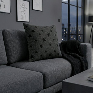 Modern Elegant Chic Svart Stjärnmönster Kudde