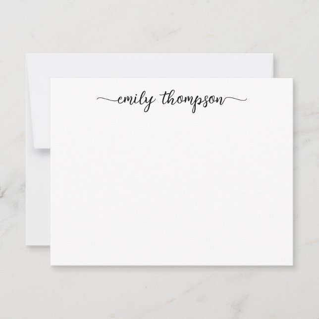 Modern Elegant Chic Swash Script Namn Calligraphy Anteckningskort (Framsida)