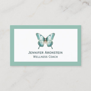 Modern Elegant Chic Teal Butterfly Visitkort