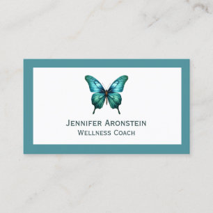 Modern Elegant Chic Teal Butterfly Visitkort