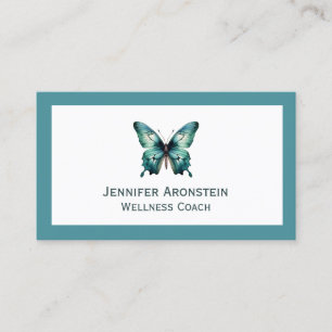 Modern Elegant Chic Teal Butterfly Visitkort
