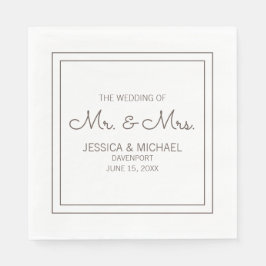 Modern Elegant Chic Vita Bröllop Pappersservett