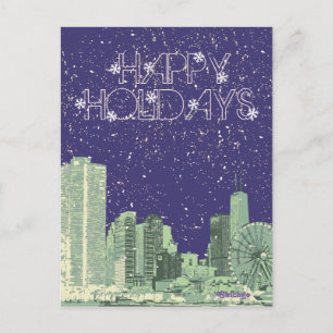 Modern Elegant Chicago City Skylin-kort Vykort