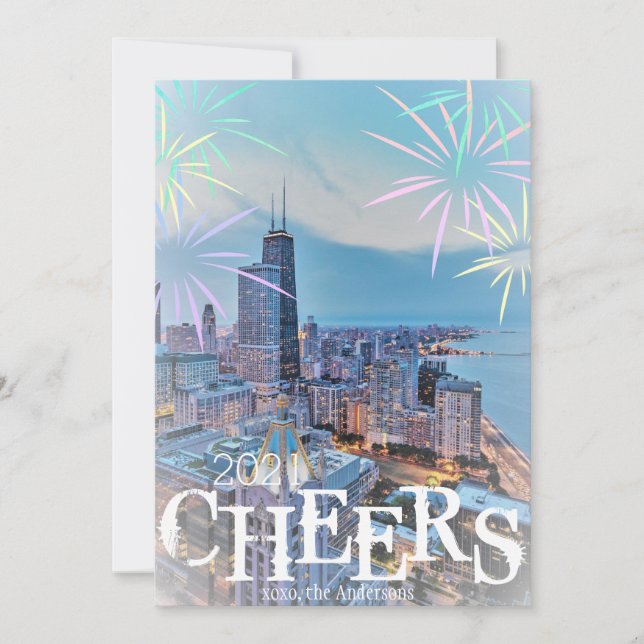 Modern Elegant Chicago City Skyline Greeting Card Kort (Framsida)