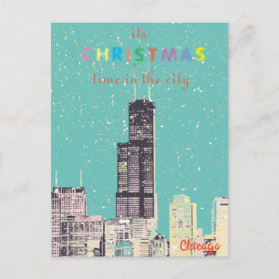 Modern Elegant Chicago City Skyline Greeting Card Vykort