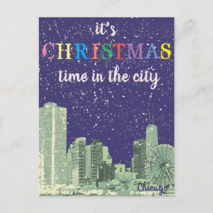 Modern Elegant Chicago City Skyline Greeting Card Vykort
