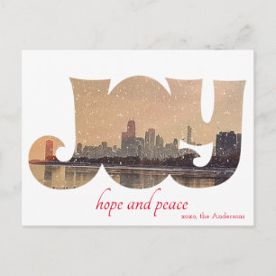 Modern Elegant Chicago City Skyline Greeting Card Vykort