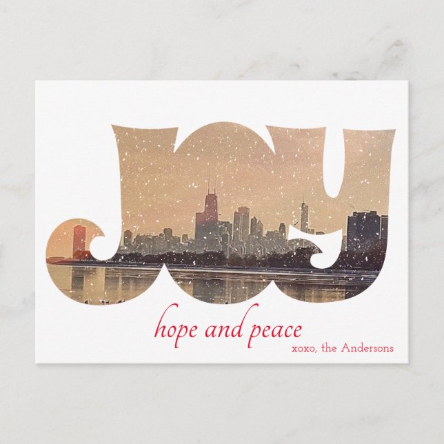 Modern Elegant Chicago City Skyline Greeting Card Vykort (Framsida)