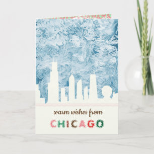 Modern Elegant Chicago City Skyline Helgkort