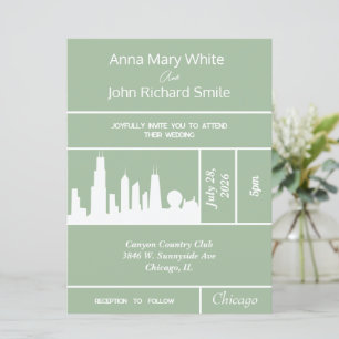 Modern Elegant Chicago City Skyline-inbjudan Inbjudningar