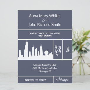 Modern Elegant Chicago City Skyline-inbjudan Inbjudningar