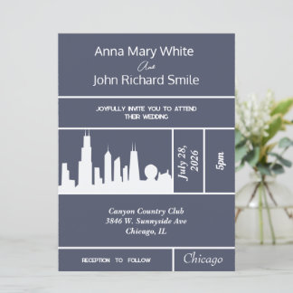 Modern Elegant Chicago City Skyline-inbjudan Inbjudningar