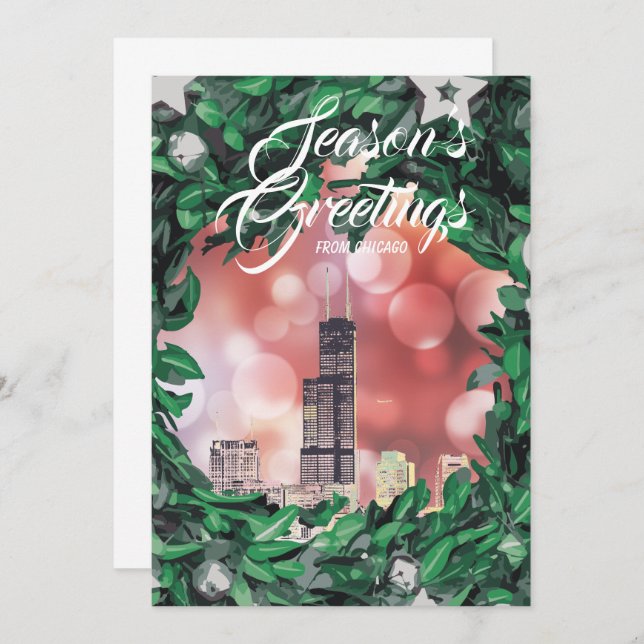 Modern Elegant Chicago City Skyline Inbjudningar (Fram/baksida)