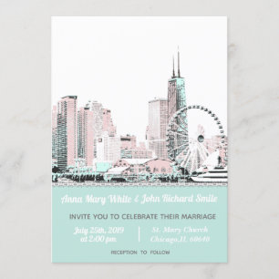 Modern Elegant Chicago City Skyline Inbjudningar