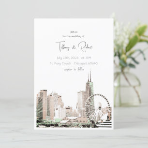 Modern Elegant Chicago Skyline Inbjudningar