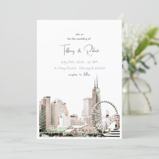 Modern Elegant Chicago Skyline Inbjudningar