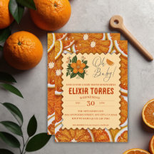 Modern Elegant Citrus Apelsin Baby Shower 