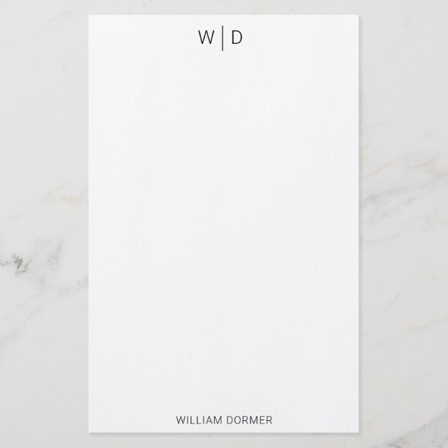 Modern Elegant Classic Black Personal Stationery  Brevpapper (Framsida)