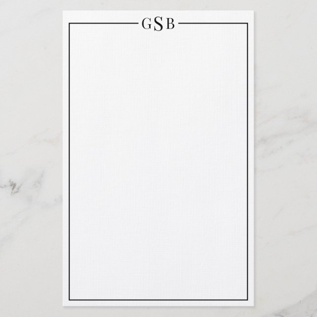 Modern Elegant Classic Black Personal Stationery Brevpapper (Framsida)