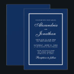 Modern Elegant Classic Blue Wedding-inbjudan Inbjudningar<br><div class="desc">Modern Elegant,  men enkelt Bröllop klassiskt blått och vitt inbjudningskort</div>