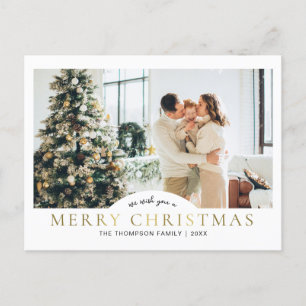 Modern Elegant Classic Guld God jul Photo Helg Vykort